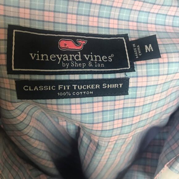 Vineyard Vines Classic Fit Tucker Button Down Shirt Pink Blue Men's Size Medium - Picture 7 of 7